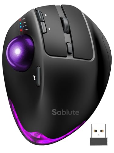 Wireless Trackball Mouse, Ergonomic Bluetooth Rechargeable Computer Mouse,...