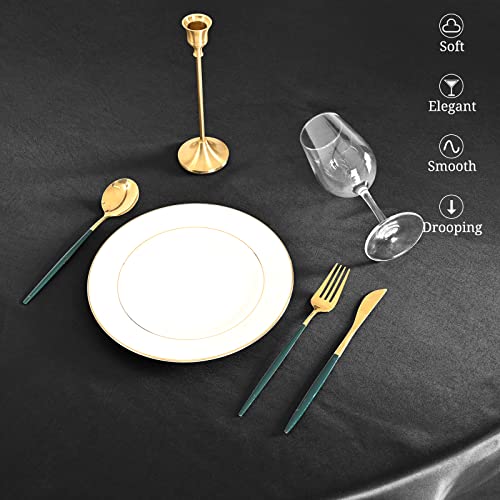 12 Pcs 108 Inch Black Round Satin Tablecloth,Premium Silky Table Cloth Smooth Fabric Table Cloth Cover Bright Sikly Satin Tablecloths For Wedding Party Banquet Big Event Kitchen Dining Table Cove #TOP3