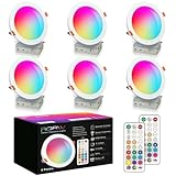 HEKEE LED Reccessed Downlights, Color Changing, 6 Inch, Recessed Ceiling Lights (6 Packs)