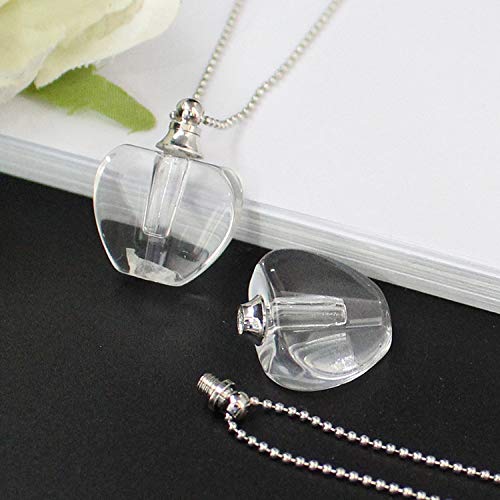 YOUHU Colar de cinzas, 2 unidades unissexo Urn Memorial pingente em forma de maçã plana para cinzas corrente de bolas de cristal transparente Locket de lembrança que pode ser aberta ação