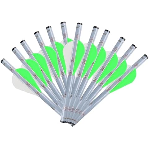 KEAUP 2 Inch Vanes Shrink Fletch, 12-Pack Stretch Arrow Wraps Universal Fit for Arrows and Bolts, DIY Archery Fletching Tool(Green & White) Cover