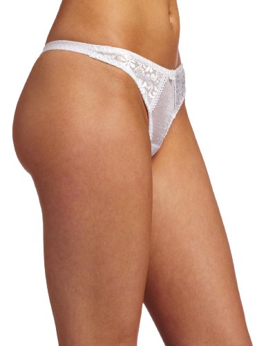 Carnival Womens Tuxedo Style Thong Panty, White, Medium