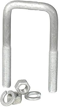 Trailer Boat U Bolt - Galvanized Steel | 3-13/16 In L x 3-1/16 In W, 1/2-13 Thread | Square, With Nut & Washer | Boat Trailer Fastener, Marine U-Bolt, Durable Hardware