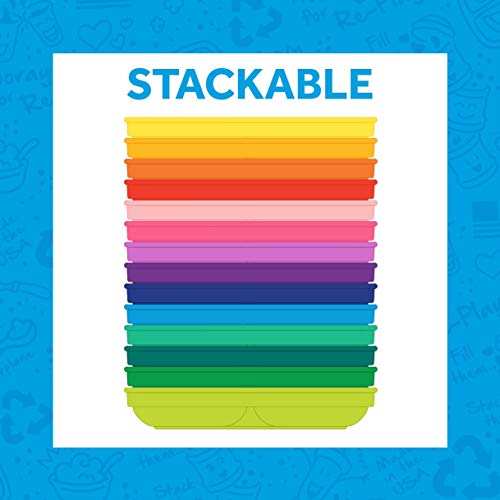 Re Play 7" Divided Toddler 3 Pack Plates With Deep Sides And Three Compartments For Easy Self Feeding | Bpa Free | Dishwasher Safe | Surf #TOP4