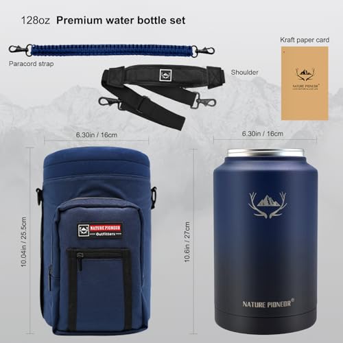 Image of NATURE PIONEOR 1 Gallon (128oz) Insulated Water Bottle Jug with Carrier Bag