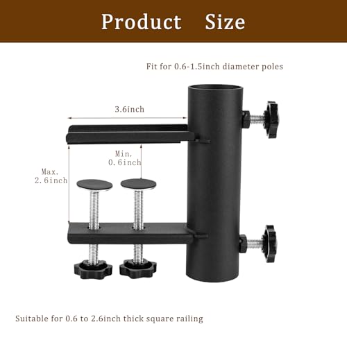 Abrazadera para sombrilla de patio con clip de metal pesado y soporte ajustable anticaídas 3