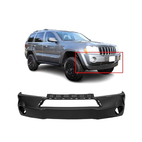 Image of Compatible with Jeep Grand Cherokee 2005-2007 Front Bumper Cover | Primed, With Fog Light Holes, Without Parking Sensor Holes, Ready to Paint, OEM 5159124AA, CH1000450