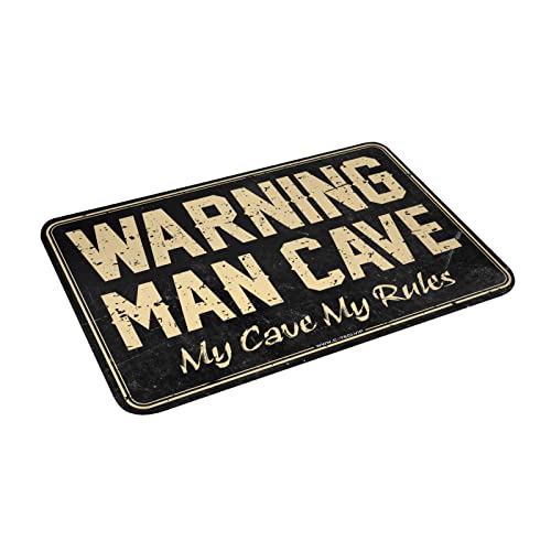 Décoration de camping Warning Man Cave drapeau en tissu 65 x 90 cm - 5