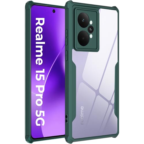 Image of A rtistque Clear Hard Transparent Acrylic Armor Anti-Drop Shockproof TPU Edge Back Cover Case for Realme 15 Pro 5G - Green