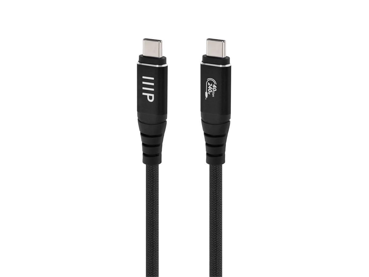 Monoprice USB4 40Gbps Cable - 240W EPR 8K HDR USB-IF Certified Braided Ultra High-Speed 3ft Black - 2 Pack