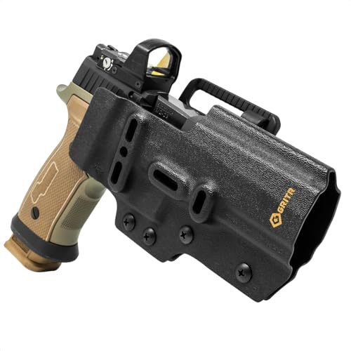 GRITR Ambidextrous OWB Kydex Competition Holster - for USPSA, IDPA, 3-Gun Matches & EDC - Pistol Accessory w/Optic Cut, Open Bottom, Adjustable Retention & Cant; Fits P320 XFive Legion