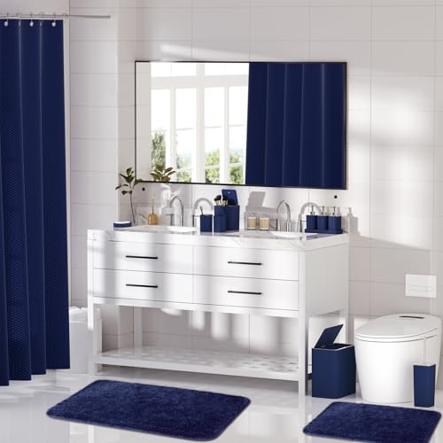 InnJoey Bathroom Accessory Set - Bathroom Set, 12PC Bathroom Accessories Set, Blue Bathroom Accessories Set, Mini Trash Can, Toilet Brush, Trash Can & Soap Dispenser by InnJoey - Used condition - Image 8