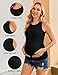 Ekouaer Maternity Tank Top Womens Sleeveless Shirts Crewneck Ribbed Pregnancy Tshirts Mama Clothes Black/White/Grey S