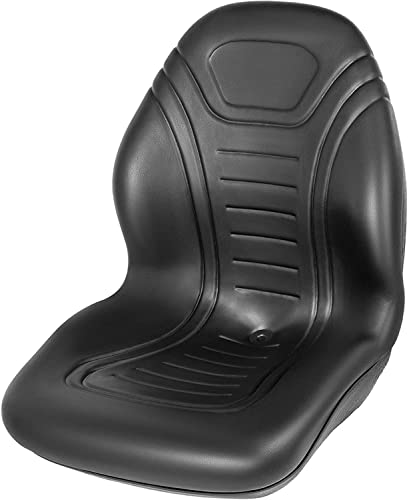 VEVOR Universal Lawn Tractor Seat Replacement Compact High Back Mower Seat Black Vinyl Forklift Seat Central Drain Hole Skid Steer Seat with Mounting Bolt Patterns of 8 x 11.5 & 11.25 x 11.5