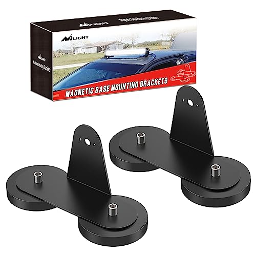 Nilight 2PCS Magnetic Base LED Light Bar Mounting Brackets, Powerful Sucker Holder for Straight Curved Side-Mounted Light Bar Mounting on Hood Roof, 2 Years Warranty, Black