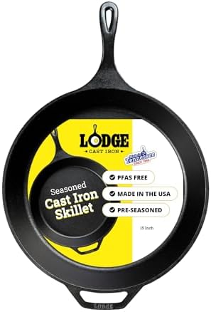 Lodge Seasoned Cast Iron Skillet 15 Inches - Frying Pan for the St...