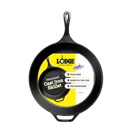 Lodge 15 Inch Pre Seasoned Cast Iron Skillet. XL Classic Cast Iron Skillet for Family Size Meals