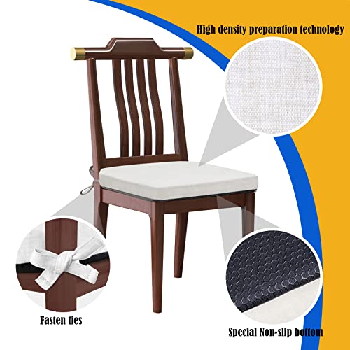 Seclato Chair Cushions For Dining Chairs, 17 X 16 X 2 Inches Seat Cushions For Kitchen Chairs With Ties And Washable Cover, Chair Pads For Dining Chairs, Kitchen Chair Cushions Set Of 4 - White #TOP5