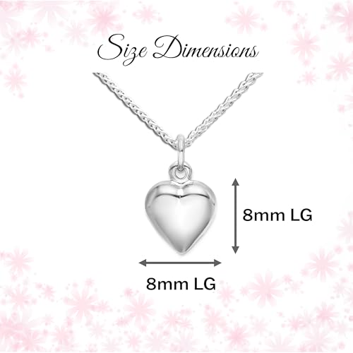Precious Pieces Girl's Sterling Silver Puff Heart Charm Necklace Gift for Toddlers, Little Girls and Kids4