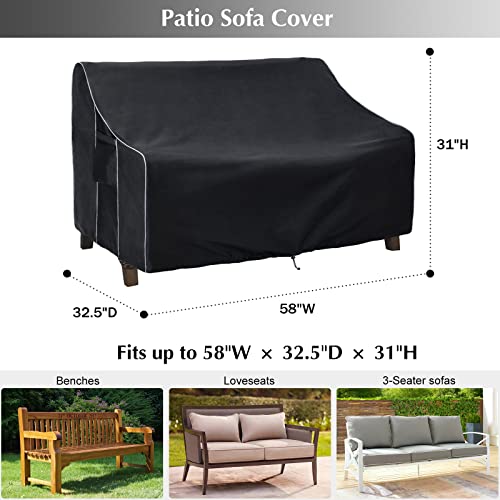 Coditure Outdoor Furniture Cover Waterproof For Sofa, Patio Loveseat Covers Fits Up To 58 X 32.5 X 31 Inches,Black #TOP1