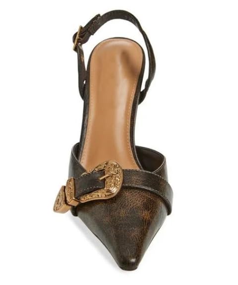 Vertundy Women's Delilah Buckle Slingback Pumps Closed Pointed Toe High Heels for Women Stiletto Vintage Heels for Women2