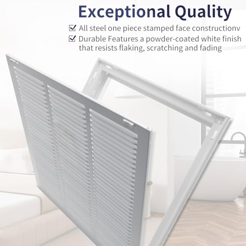 Howeall 16"W x 16"H [Duct Opening Size] Steel Return Air Filter Grille - Removable Face/Door for 1 inch Filters -HVAC Vent Cover Grill - White [Outer Dimensions: 18 5/8"W X 18 5/8"H] by Howeall - Image 8