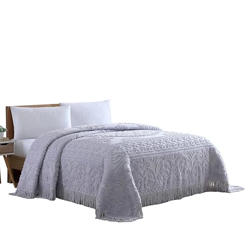 Beatrice Home Fashions Medallion Chenille Bedspread Full Lavender