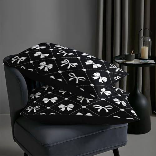 Image of AILONEN Charcoal Bowtie Comforter Full 3 Piece Chic Tape Bedspread Ultra Soft Padded Shell Teens Cool Room Decoration Fashionable Geometric Quilt 2 Shams