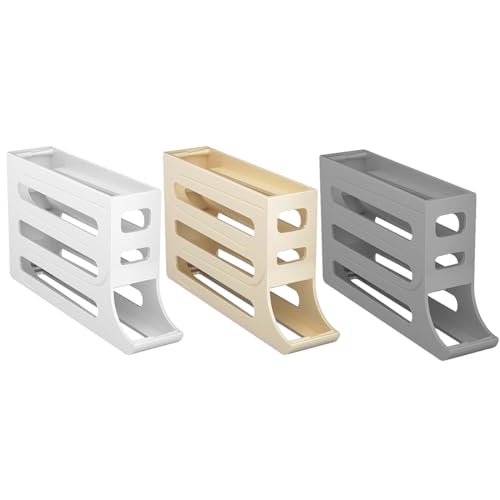 Egg Rack, Egg Rolling Tray Egg Organizer, Automatic Egg Rolling Rack Can Store Eggs, Suitable for Refrigerator Kitchen Home, Large Capacity Refrigerator Egg Dispenser (3 Pcs)