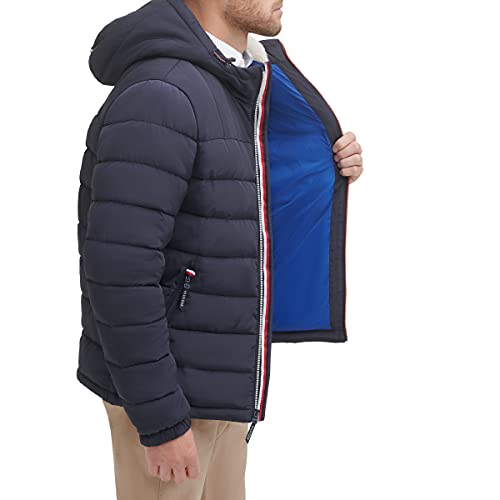 Image of Tommy Hilfiger Men's Midweight Sherpa Lined Hooded Water Resistant Puffer Jacket