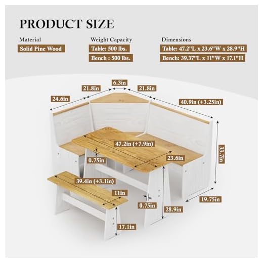 GAINUO L-Shaped Breakfast Nook Dining Set