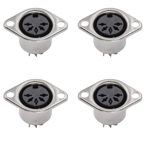 SHUKEFER 4PCS 5 Pin DIN Female Connector 5 Pin Din Jack Socket Solder Connector for Audio Video AV MIDI Cable Adapter Keyboard