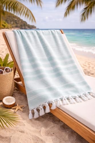 Çizgili Peştamal, Saçaklı, Pamuk, Plaj, Havuz, Spa, Sauna, Spor, Seyahat Havlusu, Su Yeşili