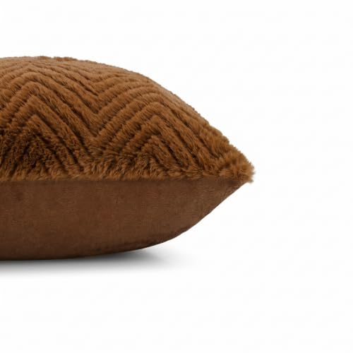 Image of Wakefit Designer Cushion Cover | 24x24 inch | Plush Fur Feel | Velvet Fabric | Machine Washable | Pack of 1 | Fur Brown
