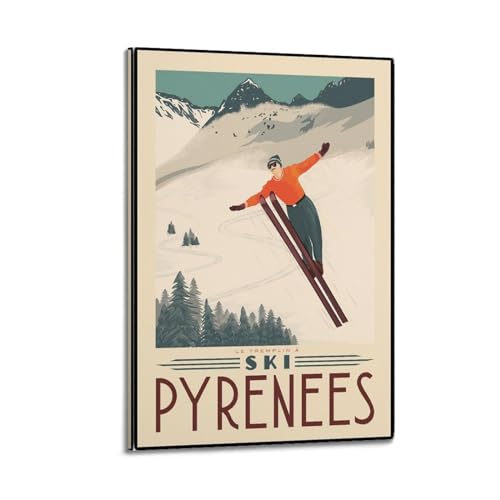 Poster vintage des Pyrénées en toile : sublimez votre chambre 60x90