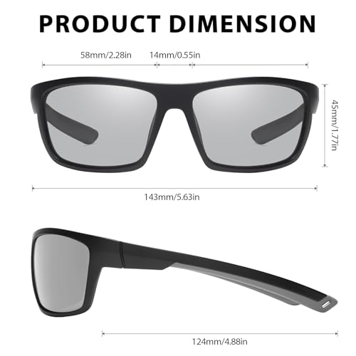 Myiaur Sports Photochromic Sunglasses For Men Women Wrap Around Sun Glasses Uv400 Protection For Cycling Driving Fishing Golf thumb #5