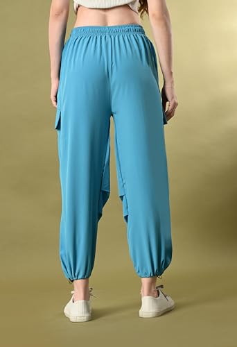 Image of FUNDAY FASHION Women's Regular Fit Mid Rise Solid Lycra Blend Trousers