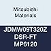 Mitsubishi JDMW09T320ZDSR-FT MP6120 Carbide Milling Insert, Coated, Class M, Chamfer and Round Honing, Grade MP6120, 0.375" Inscribed Circle, 0.156" Thick, 0.079" Corner Radius (Case of 10)