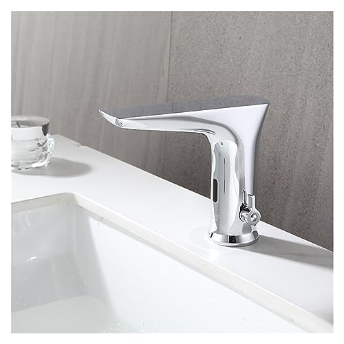 Grifo automático de latón cromado para montaje en encimera con sistema AC/DC6V