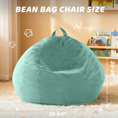 Image of HABUTWAY 2FT Bean Bag Chair 2-Pack, 2' Beanbags Small Bean Bag Chairs with Filling, Teardrop Bean Bag Chair Luxurious Velvet Ultra Soft Fur with Removable Cover(Aqua Ombre)