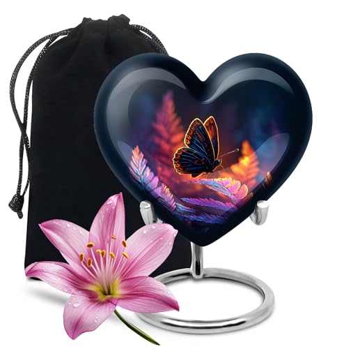 Image of Butterfly Urn for Ashes Decorative Funeral Urn for Ashes Male 8 Inch Large | Decorative Funeral Urn for Ashes Adult Male, Unique Burial Urns for Mom & Dad,