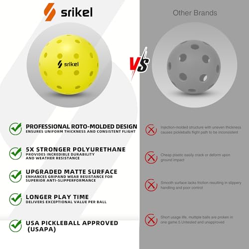 image for Srikel Outdoor Pickleballs - USAPA Approved Pickleball Balls, Seamless