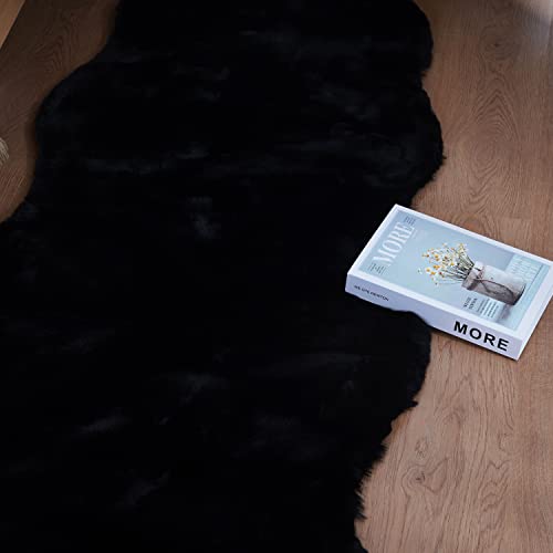 Ghouse Home Teppich Wohnzimmer Kinderzimmer Schlafzimmer Deko Schwarz 60x180 cm Kurzflor Flauschig rutschfest Carpet Waschbarer Flur Teppich