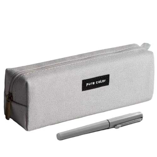 Estojo de lona criativo de grande capacidade, bolsa de armazenamento de papelaria minimalista para estudantes, Cinza (quadrado), tamanho �nico