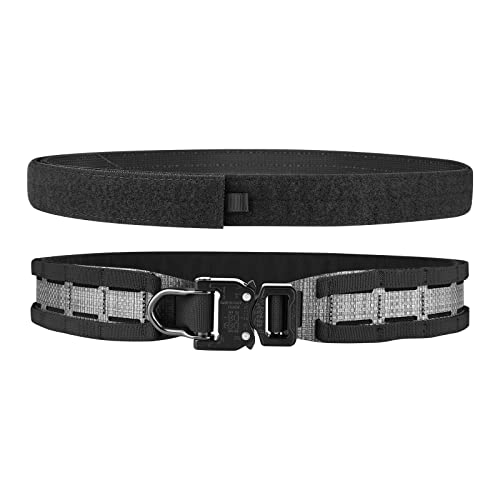 PETAC GEAR Tactical Belt Low Profile Molle Battle Cobra Belt Laser-Cut Tegris Rigid Shooting Gun Duty Belts(Black,Medium)