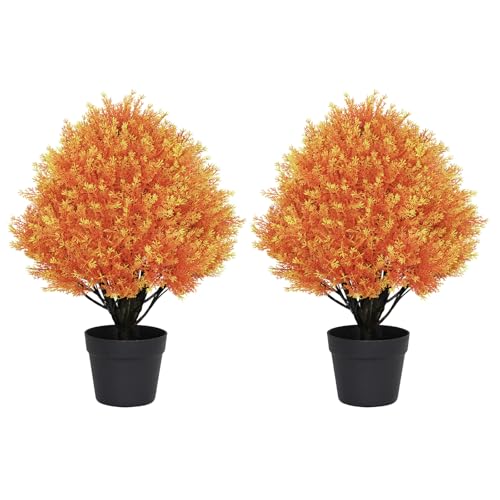 24-inch Faux Cedar Topiary Trees Set of 2 UV-Resistant