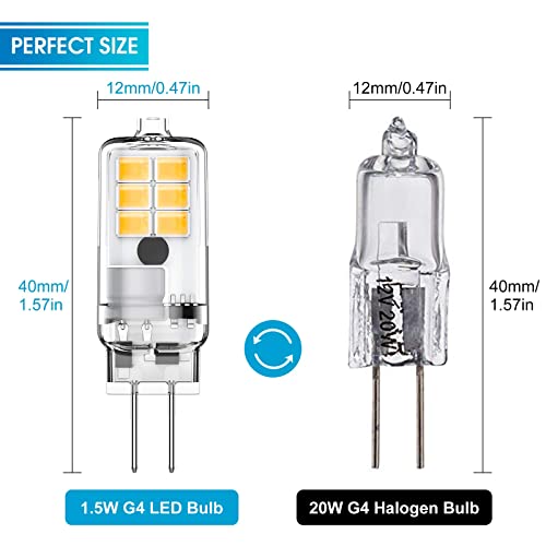 Jandcase G4 Led Bulb, Ac/Dc 12V, 1.5W (20W Halogen Bulb Replacement), Jc Type Landscape Bulb, Soft White 3000K, G4 Bi-Pin Light Bulbs For Under Cabinet, Range Hood, Rv, Non-Dimmable, 5 Pack #TOP1
