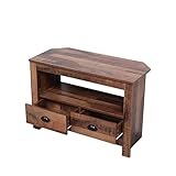CFDZ Wooden Corner TV Unit for Small Space TV Stand Cabient with 2 Drawers and Shelf TV Storage Entertainment Multimedia Centres for Living Room, W85xD39xH58cm