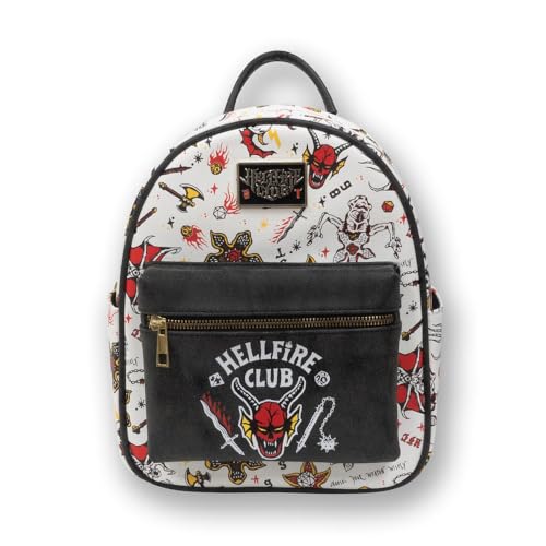 Bioworld Stranger Things Sac à dos avec impression numérique, blanc, design Hellfire Club, multicolore, taille unique – vue 2