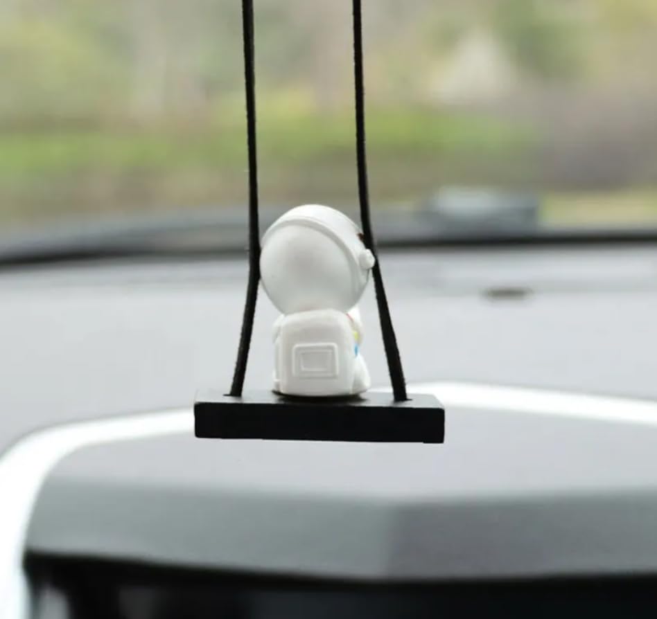 Image of YOURKARTS.COM Cartoon Hanging Ornament for Car - Rearview Mirror Pendant Swing Toy | Cute Dashboard Decoration for Car, Home, Office or Garden | Fun Decorative Gift Item (Haning Astronaut B)